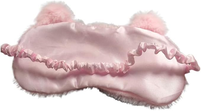 Cute Soft Plush Cat Sleeping Mask for Women Girls, Cute Animal Sleep Eye Cover Mask Eye Funny Blindfold Eyeshade for Night Nap Travel (Pink)-BrightBean Baby