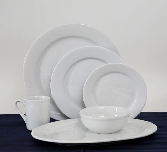 Tuxton China ALH-116 Platter, 11-3/4" x 8-1/2", Oval, Wide Rim, Rolled Edge, Microwave and Dishwasher Safe, Oven Proof, Fully Vitrified, Alaska, Porcelain White, Pack of 12