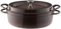 Vermicular Oven Pot 26cm Shallow - Premium Japanese Cast Iron Dutch Oven 3.9 Qt Pearl Brown