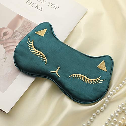 PERFECTSIGHT Sleep Eye Masks Silk Sleep Eye Cover Lightweight Adjustable Eyeshade Mask Satin Night Eyeshade Cover for Women Men Sleep Travel Nap (Cat-Green)-BrightBean Baby