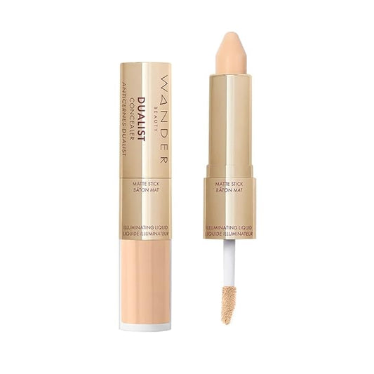 Wander Beauty Dualist Matte and Illuminating Concealer Makeup - Ivory Fair - Dual-Ended Matte Concealer Stick + Liquid Concealer - Full Coverage Concealer Brightens, Firms, & Hydrates - 0.28 fl oz-BrightBean Baby