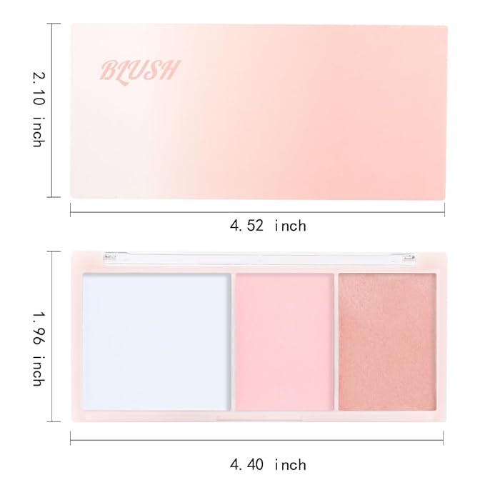 3 IN 1 Brown Nude Face Highlight Bronzer Powder Palette for Face Cheeks Contour Brightening, Buildable Matte Coverage Natural Makeup,Ultra Sculpt Nose Shadow Eyeshadow Primer-Nude-BrightBean Baby