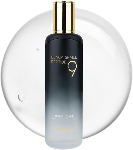 Farmstay Black Snail & Peptide 9 Perfect Toner, Snail Mucin Toner for Elastic & Glow Skin, Moisturizing & Anti-Aging, Smooths & Refine Skin Texutre, Korean Skin Care, for Women & Men, 4.05 Fl. Oz-BrightBean Baby