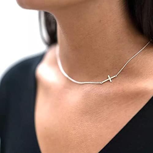 Dainty Cross Pendant Necklace Choker Necklace Chain Christian Necklaces Jewelry for Women and Girls-BrightBean Baby