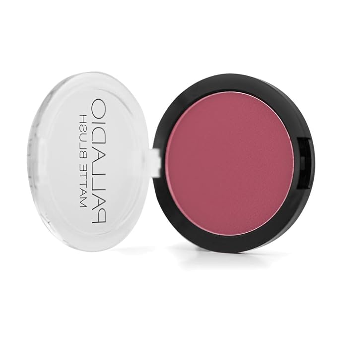 Palladio Matte Blush, Brushes onto Cheeks Smoothly, Soft Matte Look and Even Finish, Flawless Velvety Coverage, Effortless Blending Makeup, Flatters the Face, Convenient Compact, Velvetine-BrightBean Baby