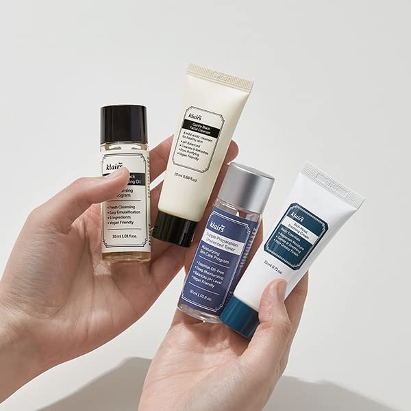 [DearKlairs] Skincare Trial Kits, 4 minis, cleansing oil, cleanser, toner, cream, Travel must haves, Gifts for Women, Stocking Stuffers for adults-BrightBean Baby