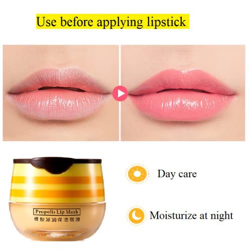 2PCS Lip Balm Honey Pot,Honey & Strawberry Lip Balm, Propolis Moisturizing Honey Lip Mask Lip Balm, Hydrating & Prevention Dry and Cracked Lip Scrubs Exfoliator-BrightBean Baby