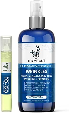 All Natural Anti-Wrinkle Face Mist Spray with Thyme, Bakuchiol, AHA, Beta Carotene and Potassium - Fights Wrinkles, Fine Lines, Inflammation, and Dryness While Boosting Collagen (4 oz)-BrightBean Baby