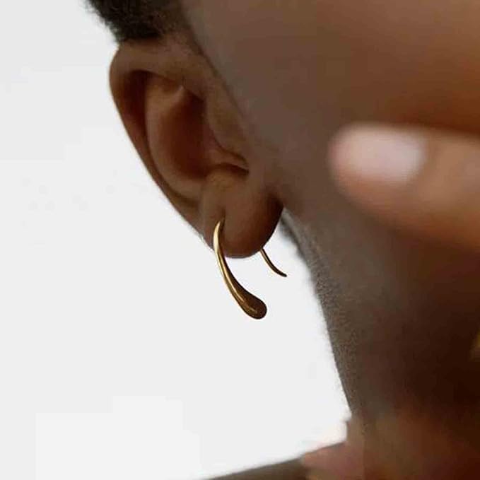 Water Tear Drop Earrings Abstract Droplet Hoop Earrings Gold Hook Threader Earrings Minimalist Drop Dangle Earrings Jewelry for Women and Girls Gifts-BrightBean Baby