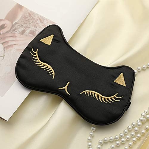PERFECTSIGHT Sleep Eye Masks, Cute Cat Silk Sleep Eye Cover Lightweight Adjustable Eyeshade Mask Cover for Women Men Sleep Travel Nap (Black)-BrightBean Baby