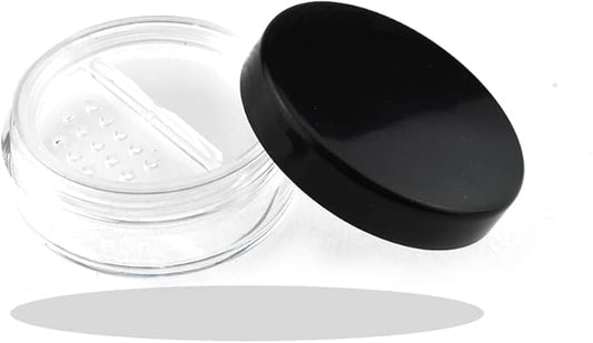 HAHIYO 2P 10ml/0.34oz Plastic Empty Travel Powder Container Small Loose Powders Compact Case Makeup Cosmetic Jar Refillable Powders Box No Leak Powder Holder with Rotatable Sifter and Black Screw Lid-BrightBean Baby
