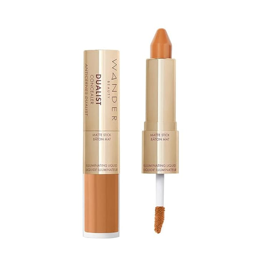 Wander Beauty Dualist Matte and Illuminating Concealer Makeup - Golden Rich - Dual-Ended Matte Concealer Stick + Liquid Concealer - Full Coverage Concealer Brightens & Hydrates Under Eyes - 0.28 fl oz-BrightBean Baby