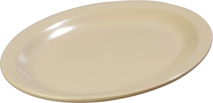 Carlisle FoodService Products Kingline Plastic Oval Platter Oval Tray for Home and Restaurant, Melamine, 12 x 9 Inches, Tan, (Pack of 12)