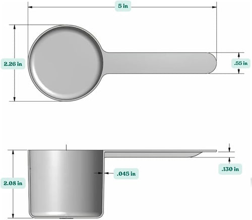 1/2 Cup (4 Oz. | 118.4 mL) Long Handle Scoop for Measuring Coffee, Pet Food, Grains, Protein, Spices and Other Dry Goods (Pack of 5)