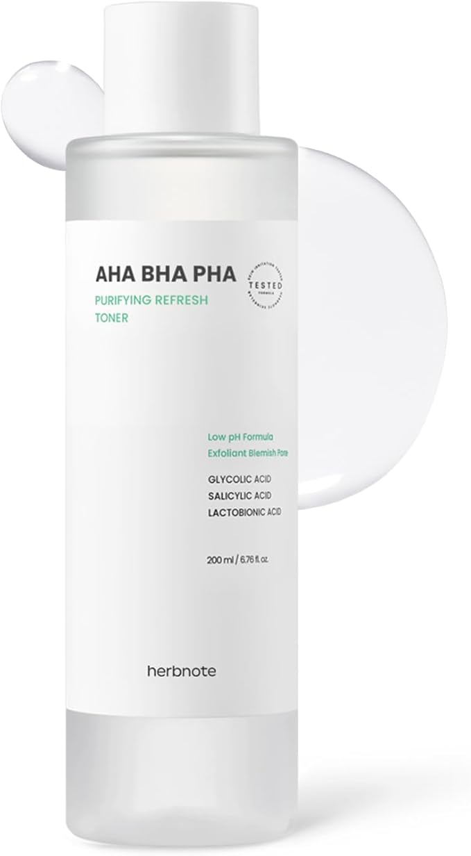 AHA BHA PHA Purifying Refresh Toner - Skin Trouble Eraser, Immediate Exfoliation & Sebum Removal - Contains Niacinamide for Breakouts - Removes Blocked Sebum & Dead Skin Cells, 6.76 f l. oz-BrightBean Baby
