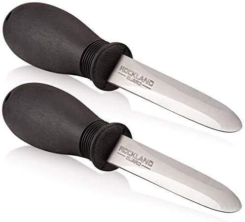 Rockland Guard Oyster Shucking Knife - Oyster Knife Shucker for Opening Clams, Scallops, Shellfish - Stainless Steel Blade, Non-Slip Ergonomic Handle - Kitchen Tool for Chefs, Cooks - Set of 2 Knives