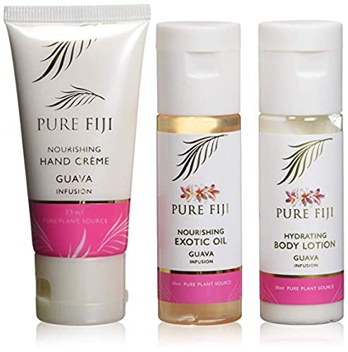 Pure Fiji Nourishing Trio, Ideal Spa Bath Gift Set for Women - Travel Kit - Includes Exotic Body Oil, Hydrating Body Lotion For Women and Nourishing Hand Cream, Guava Scent-BrightBean Baby