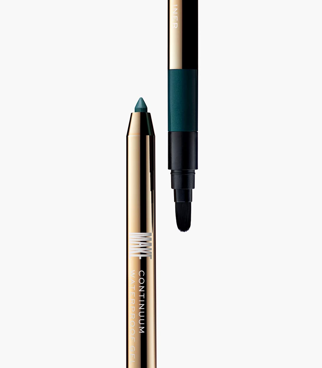 MAKE Beauty Continuum Waterproof Gel Eyeliner Pencil. Creamy, Pigmented Multi-Use, including Waterline with Built-in Sharpener and Blending Brush. Smudge-Proof Makeup. Shade - Galaxy, Teal-BrightBean Baby