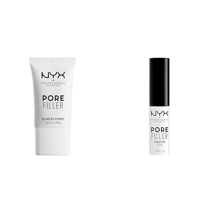 NYX PROFESSIONAL MAKEUP Pore Filler Blurring Primer and Targeted Primer Stick Bundle, Vegan Face Primers-BrightBean Baby