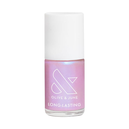 Olive & June Long Lasting Nail Polish | Plump, Gel-Like Finish No Lamp Needed | Lasts up to 10 days | Salon-Quality at Home | 15-Free, Vegan Cruelty-Free Chip-Resistant | Pink Goldfish Pink Iridescent-BrightBean Baby