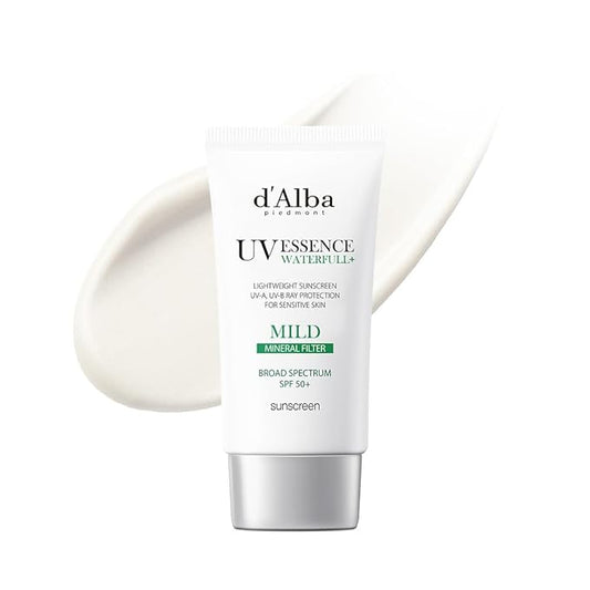 d'alba Piedmont Italian White Truffle Waterfull Mild Sunscreen, Vegan, Mineral Sunscreen, BROAD SPECTRUM SPF 50+ Non-Nano Suitable for Sensitive Skin, Korean Skin Care (1.69 fl. oz)-BrightBean Baby