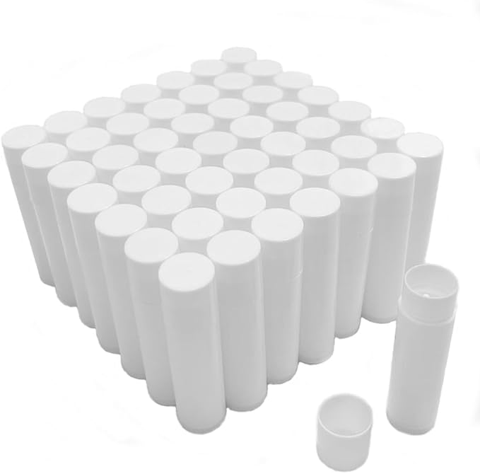 50 Lip Balm Container Kit with Filling Tray and Spatula, Round Tube Refillable Empty Tube 3 Colors, 0.15 oz, BPA Free, for DIY Homemade Lipstick Lipstick (50 translucent kits,)-BrightBean Baby