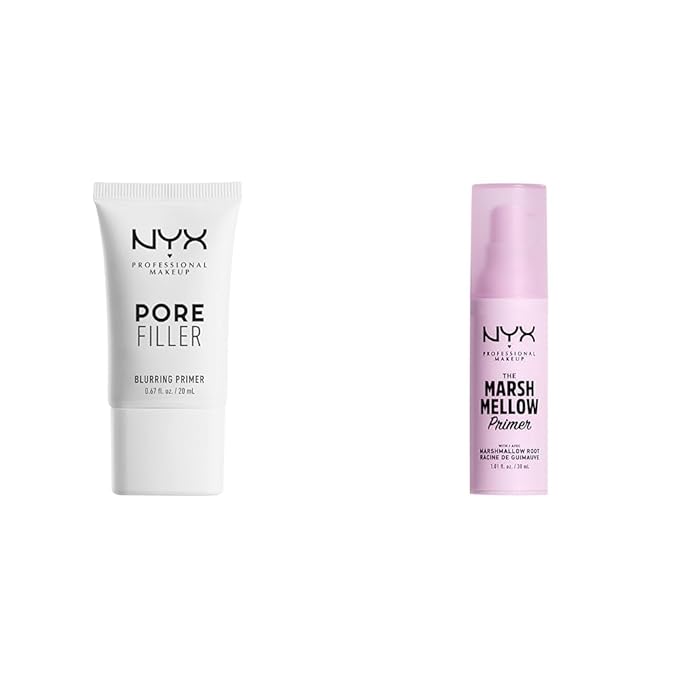 NYX PROFESSIONAL MAKEUP Pore Filler Blurring Primer and Marshmellow Smoothing Primer Vegan Face Primers-BrightBean Baby