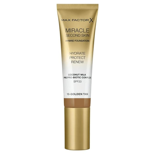 Max Factor Miracle Second Skin Hydrating Foundation, Golden Tan - 30 ml-BrightBean Baby