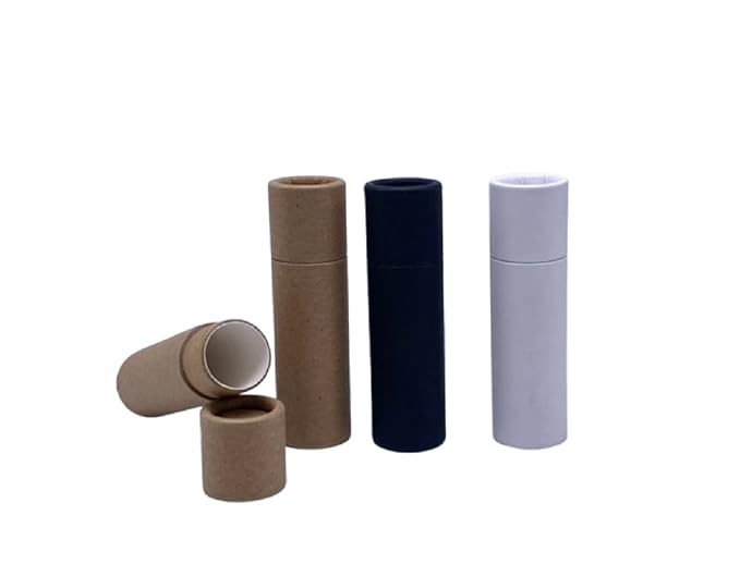 GreenWay 0.3oz / 8.5g Kraft Paperboard Lip Balm Tubes with Lids - 25 Pack Lip Gloss Tubes Refillable DIY Cosmetic Containers - Lip Balm Containers Chapstick Tubes Empty Holder Tubes - White-BrightBean Baby