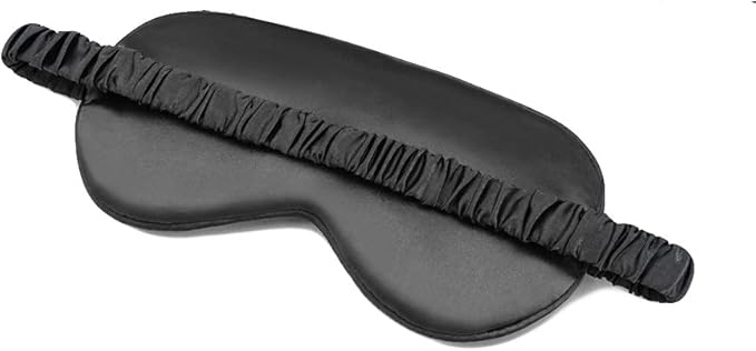 100% Natural Mulberry Soft Silk Sleep Mask, Light Blocking Eye Masks For Sleep, Night Blindfold Eye Mask Cover For Men And Women, Sleeping Night Mask For Travel (Black)-BrightBean Baby