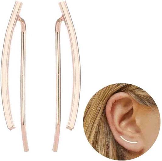 Boho Bar Ear Climber Earrings Gold Stick Studs Earrings Bar Ear Crawler Earrings Geometric Minimalist Earrings Jewelry for Women and Girls-BrightBean Baby