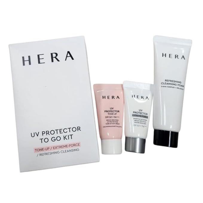 Hera Korea Skin Care Refreshing Cleansing Foam UV Protector Cream Travel Kit Mini Set of 3-BrightBean Baby