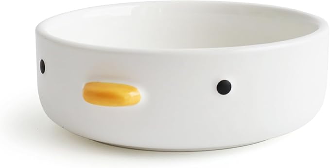 PURROOM Funny Cute Duck 6'' Salad Bowl, Handmade Glaze Chick Safety Ceramics Flat Bottomed Bowl, Home Family, Friend.