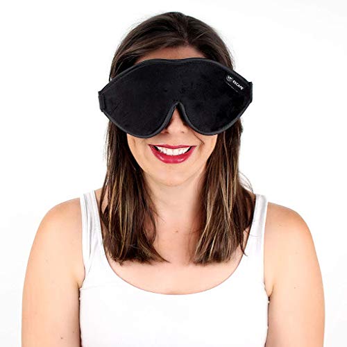 Dream Essentials - Escape 3D Sleep Mask, Earplugs and Carry Pouch Set, Molded Eye Shade for Men and Women, Contoured, Nose Bridge, Light Block, Memory Foam, Gift Set, Travel, Yoga, Blindfold - Black-BrightBean Baby
