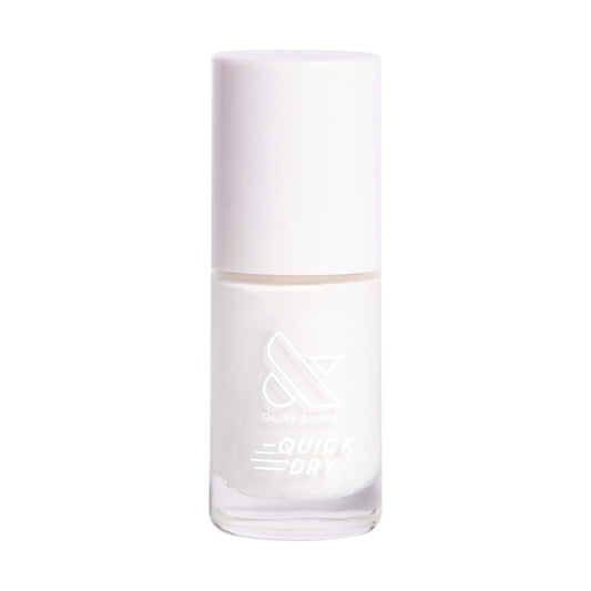 Olive & June Quick Dry Nail Polish | Instant, Fast-Drying, Smudgeproof Color | 15-free, Vegan, Cruelty-Free Formula | Lasts up to 5 Days | Salon-Quality Manicure, Pedicure at Home | Swan Opaque White-BrightBean Baby