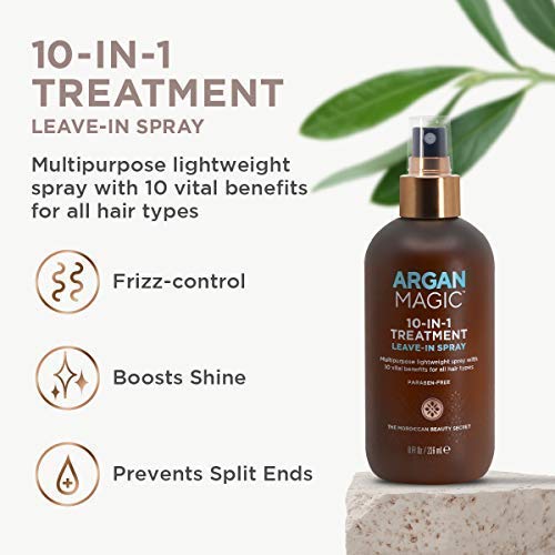 Argan Magic Hair Treatment & Stylizing Spray, 10 in 1, Made in USA, Paraben Free, Cruelty Free - 8 oz (2 Pack)-BrightBean Baby