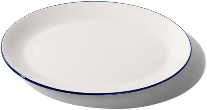 Made In Cookware - Serving Platter - White With Navy Rim- Porcelain England