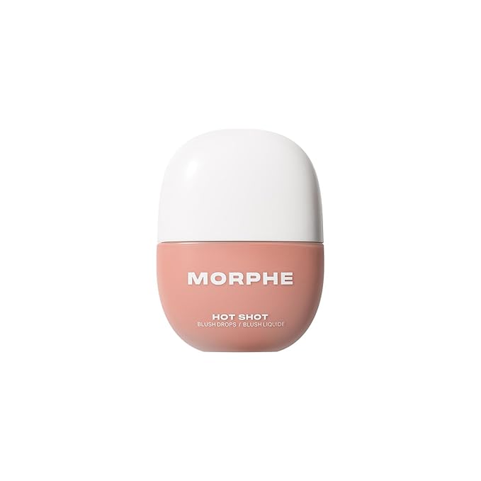 Morphe Hot Shot Blush Drops - Hydrating, Buildable Liquid Blush for Cheeks with Niacinamide and Antioxidants- Buildable, Waterweight Formula for a Natural Finish - Natural Heat (0.5 Fl Oz)-BrightBean Baby