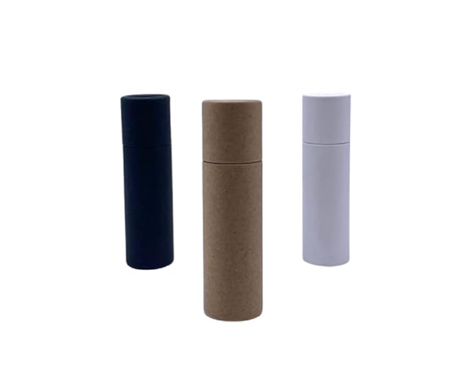 GreenWay 0.3oz / 8.5g Kraft Paperboard Lip Balm Tubes with Lids - 25 Pack Lip Gloss Tubes Refillable DIY Cosmetic Containers - Lip Balm Containers Chapstick Tubes Empty Holder Tubes - Brown-BrightBean Baby