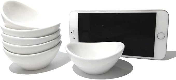 Soy Sauce Dish - Dipping Bowls Set, White Porcelain Dipping Bowls/Dishes for Soy Sauce, Ketchup, BBQ Sauce or Seasoning- 1 Oz,Set of 6,D1