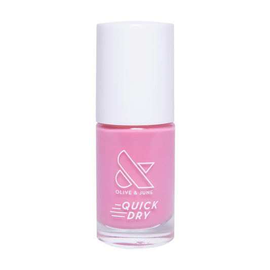 Olive & June Quick Dry Nail Polish | Instant, Fast-Drying, Smudgeproof Color | 15-free, Vegan, Cruelty-Free Formula | Lasts up to 5 Days | Salon-Quality Manicure, Pedicure at Home | Taffy Bright Pink-BrightBean Baby