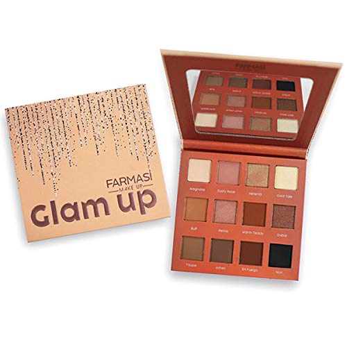 FARMASi Glam Up Eyeshadow Palette, Ultra Blendable Mattes, Rich Colors with Velvety Texture, Easy to Apply, Long Lasting, 12 Shades, 0.42 oz / 12 gr-BrightBean Baby