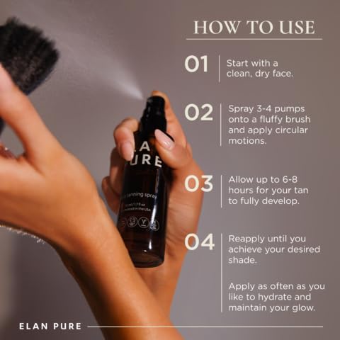Face Tanning Mist, Organic Ingredients, Sunless Self Tanner, Bronzing, Hydrating, Steak-Free, Long Lasting Glow-BrightBean Baby