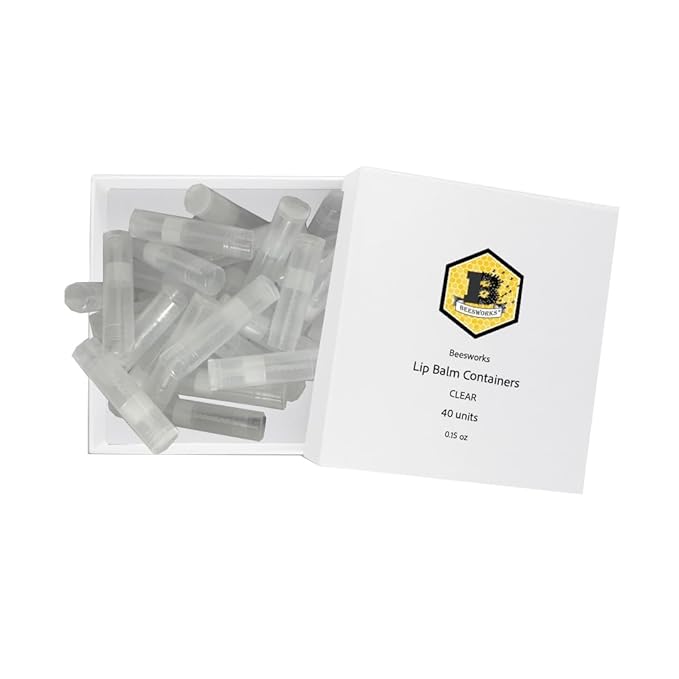 Lip Balm Containers, Round Tubes | Pack of 40 | Clear, 0.15oz Containers with Caps, Made in USA | For DIY Lip Stick, Homemade Lip Balms-BrightBean Baby