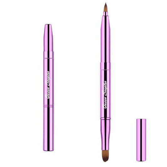 Cosmetic Brushes Lip Eye Double Sided Makeup Brush with Cap for Travel Retractable Lip Brush Eyebrow Brush Concealer Brush For Lipstick Portable Purple-BrightBean Baby