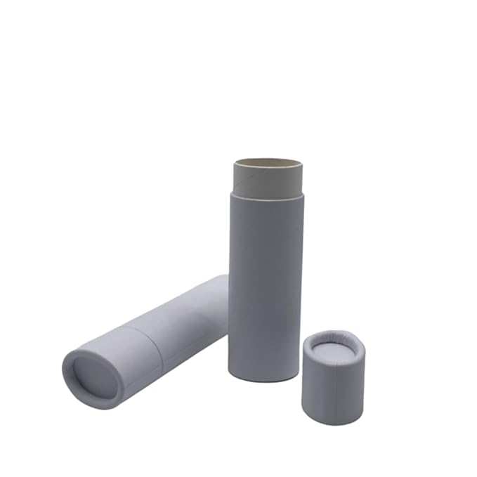 GreenWay 0.5oz / 15g Kraft Paperboard Lip Balm Tubes with Lids - 12 Pack Lip Gloss Tubes Refillable DIY Cosmetic Containers – Oval Shaped Lip Balm Containers Empty Holder Tubes - White-BrightBean Baby