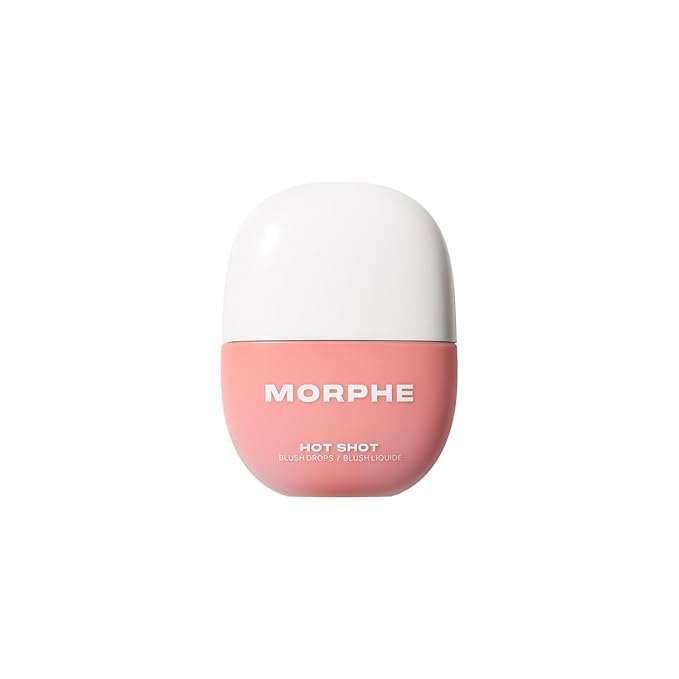 Morphe Hot Shot Blush Drops - Hydrating, Buildable Liquid Blush for Cheeks with Niacinamide and Antioxidants- Buildable, Waterweight Formula for a Natural Finish - Power Drip (0.5 Fl Oz)-BrightBean Baby