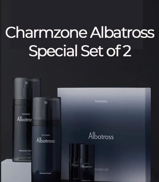 CHARMZONE Albatross Skincare for Men Aftershave Toner and Emulsion Set Father's Day Gift Set Hydrating Moisturizing Nourishing Toner+ Fluid + Travel size Total of 10.5 fl.oz-BrightBean Baby