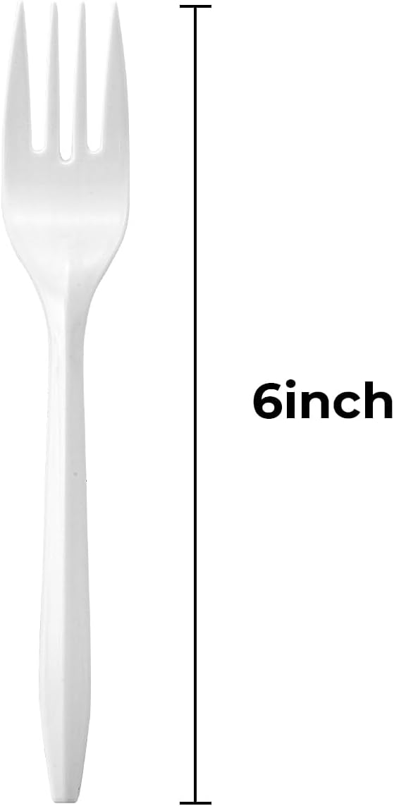 1000PCS Disposable Plastic Forks Silverware Set Bulk Fork White Reusable Heavy Duty Disposable Cutlery Plastic Utensils Flatware for Home Restaurant Party Picnic Camping Travel (Forks-1000pcs)