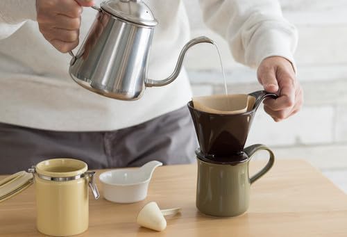 Zero Japan - Bee House Pour Over Coffee Dripper - Lead-Free & Cadmium-Free Ceramic Coffee Maker with Elegant Peek Hole, Drip Cone Brewer Coffee Gift, Brewing Accessories - Antique Green, Standard Size